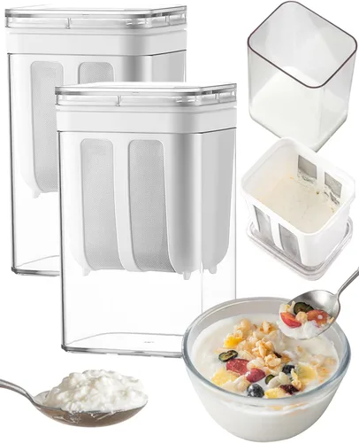 Colador de yogur griego de 19 onzas líquidas, filtro de leche de yogur griego grueso, colador de alimentos, colador de yogur griego con bolsa de