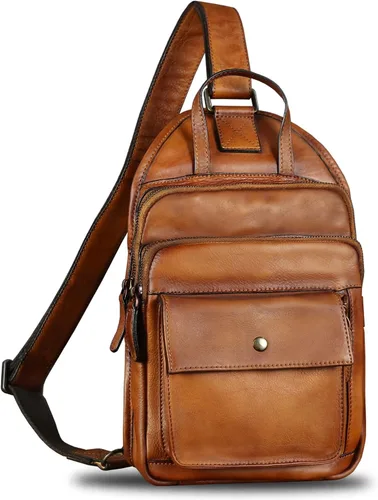 Bolso bandolera de cuero genuino para hombres y mujeres, estilo vintage, de cuero real, a la moda, mochila bandolera para el hombro, bolso cruzado