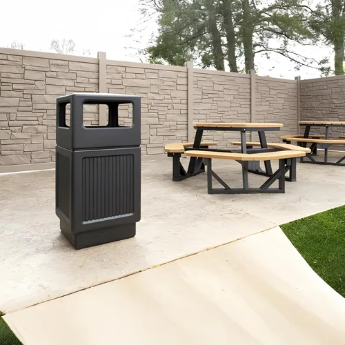 Miniatura 2 de Safco Canmeleon - Bote de basura comercial, 38 galones, para uso en interiores y exteriores, duradero y resistente a la intemperie, color negro