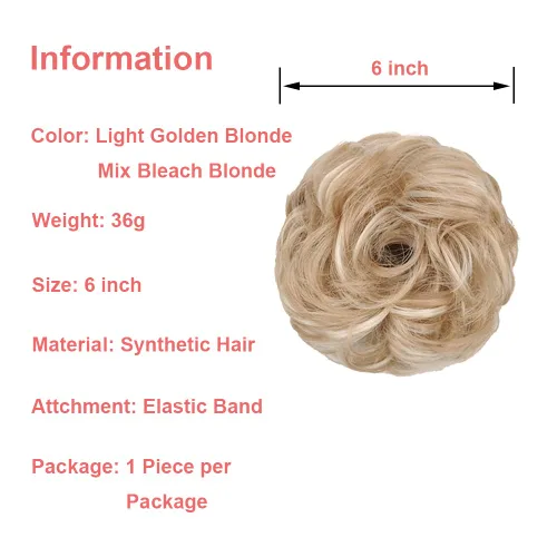 Miniatura 5 de KETHBE - Pieza de cabello con moño desordenado, extensiones de cabello con moño alborotado, banda elástica, piezas de cabello con moño rizado y 2