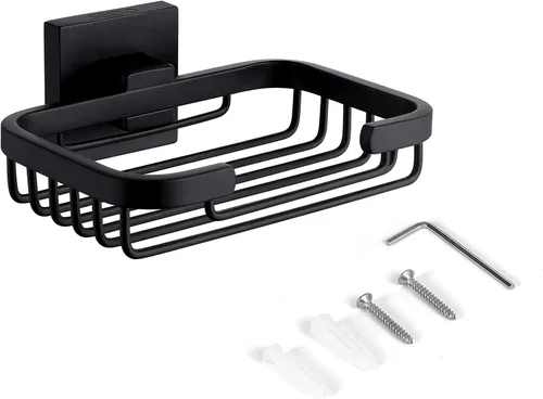 Miniatura 10 de SEIDO Jabonera dorada para ducha, soporte de jabón de acero inoxidable 304 con doble bloqueo, soporte de barra de jabón de montaje en pared
