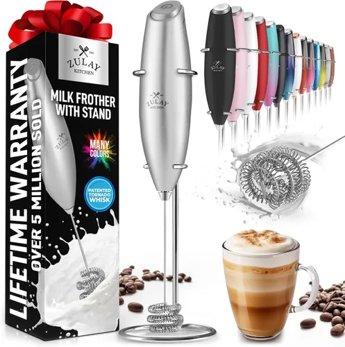 Miniatura 599 de Zulay Milk Boss Espumador de leche potente manual, hace espuma para latte, batidor para mezclar bebidas, café, miniespumador para capuchino, frappé