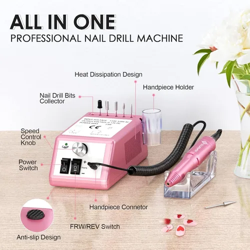 Miniatura 2 de SUBAY Taladro de uñas eléctrico profesional para el cuidado de las uñas con 200 piezas de palos de muestra de uñas