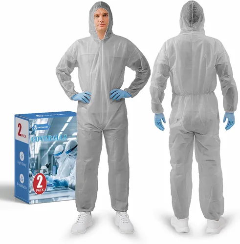 Miniatura 21 de Trajes de materiales peligrosos, 10 opciones de colores Monos protectores desechables, traje de pintura con muñecas elásticas, tobillos y capucha