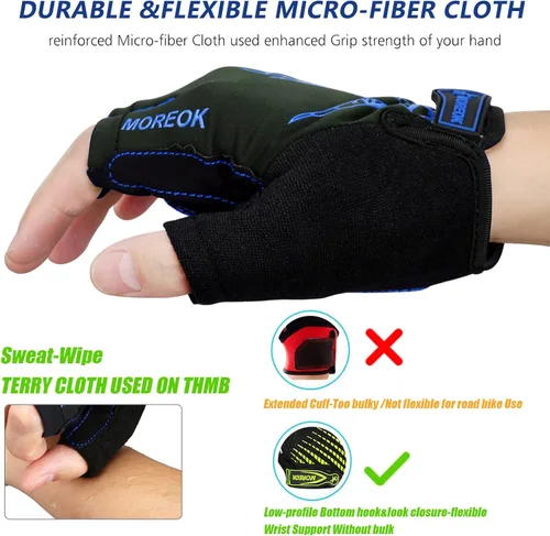 Miniatura 3 de MOREOK - Guantes para bicicleta de montaña (MTB) y ciclismo de descenso (DH), para hombres, de medio dedo, con almohadilla de gel que absorbe