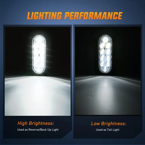 Miniatura 3 de Nilight Luz Trasera Ovalada para Remolque de 6 Pulgadas, 6 Piezas, Roja y Blanca, 10 LED con Arandelas y Conectores de Montaje Empotrado, IP67