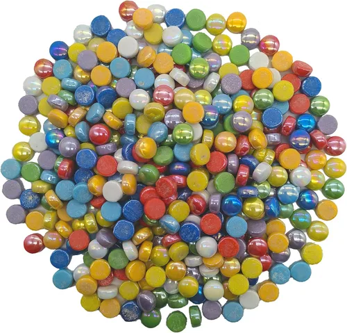 Miniatura 4 de Mosaico redondo para manualidades, 0.472 in, piezas de mosaico de vidrio de colores surtidos para suministros de arte, kit de fabricación de mosaico