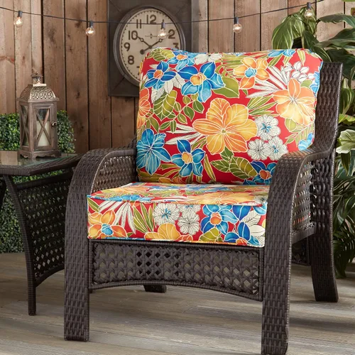 Miniatura 2 de Greendale Home Fashions Juego de cojines para exterior de 2 piezas de asiento profundo, Aloha Carmesí