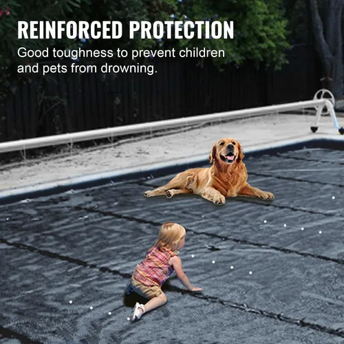 Miniatura 5 de VEVOR Cubierta rectangular para piscina de 12 x 20 pies, toldo de invierno de PVC color carbón, impermeable y repelente de suciedad