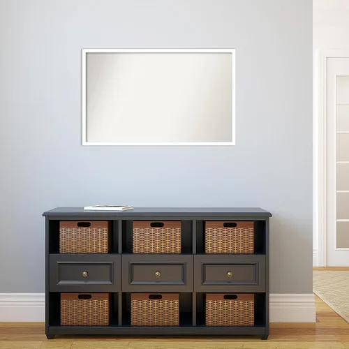 Miniatura 1011 de Amanti Art Espejo de baño blanco para sobre el fregadero, 32 x 45 pulgadas, espejo de tocador rectangular blanco esbelto, marco de madera moderno