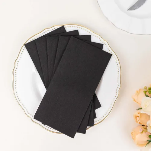 Miniatura 8 de Efavormart - Paquete de 20 servilletas de papel Airlaid suaves de lino negro para fiestas, altamente absorbentes, desechables