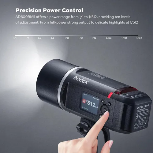 Miniatura 7 de Godox AD600BM II AD600 BM II - Estroboscópico de flash para exteriores, portátil 600Ws 2.4G 1/8000 HSS Monolight, 0.01-1.9s Reciclaje, lámpara LED
