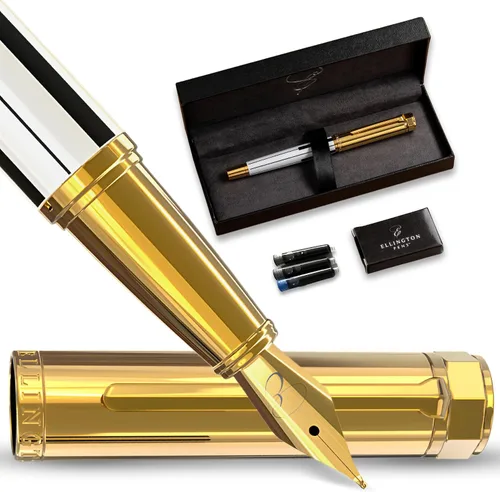 Miniatura 19 de Ellington Pens Juego de pluma estilográfica de lujo, punta fina y suave, incluye 3 cartuchos de tinta, convertidor de tinta recargable, caja de El