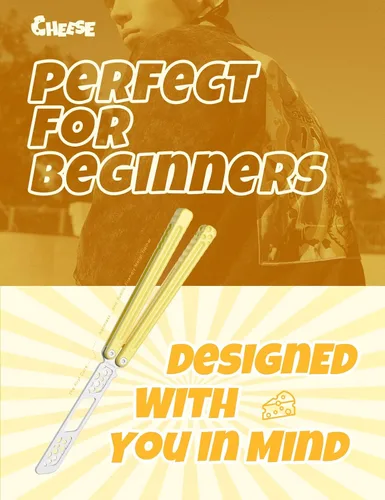 Miniatura 5 de Nabalis Cuchillo de mariposa de queso Balisong Trainer, aluminio 7075, material de hoja 420C, recubierto de teflón, entrenador de metal público