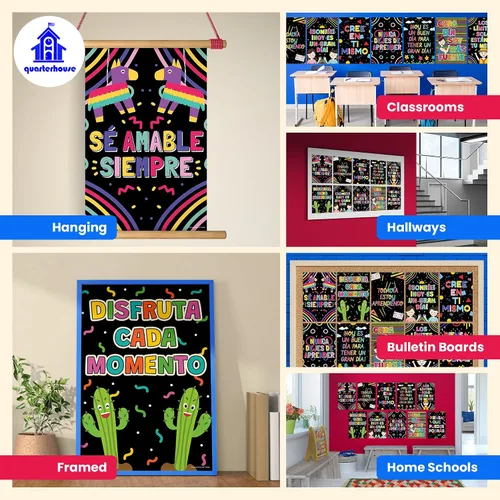 Miniatura 3 de Quarterhouse Paquete de 10 carteles motivacionales en español (ilustrados), materiales de aprendizaje en el aula de español para estudiantes