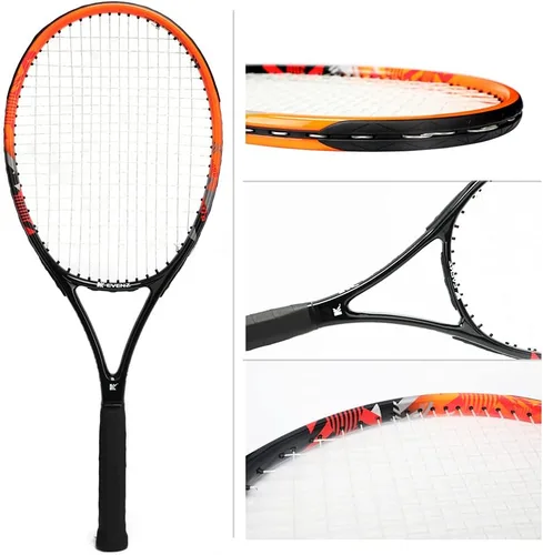 Miniatura 4 de KEVENZ Raqueta de tenis para adultos, raqueta de tenis de fibra de carbono con bolsa de transporte, peso ligero y resistente a los golpes