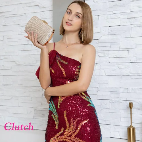 Miniatura 2 de Bolso de mano dorado, bolsos de mano dorados para mujer, para noche, boda, cóctel, fiesta, bolsa de noche, bolso cruzado de hombro..