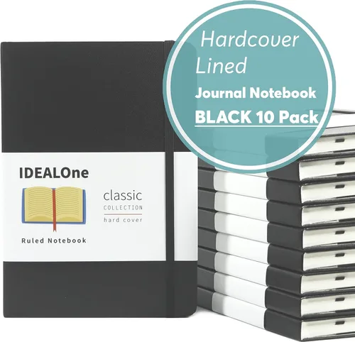 Miniatura 8 de IDEALOne Cuaderno de cuero de tapa dura forrado, A5 (5.7 x 8 pulgadas), cuadernos de diario con rayas universitarias, 160 páginas, papel grueso