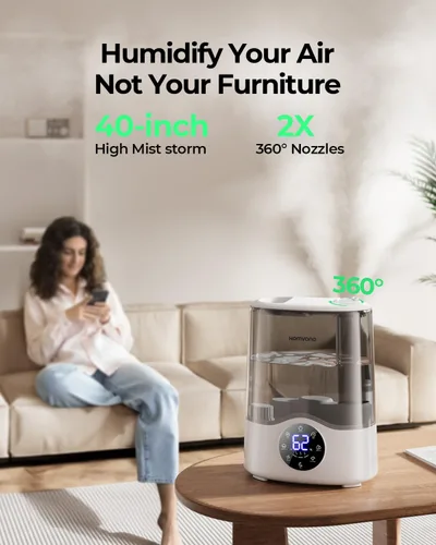 Miniatura 7 de Homvana Humidificador para habitación grande, 7 L (807 pies ²), niebla inteligente cálida y fría, humidificadores de llenado superior