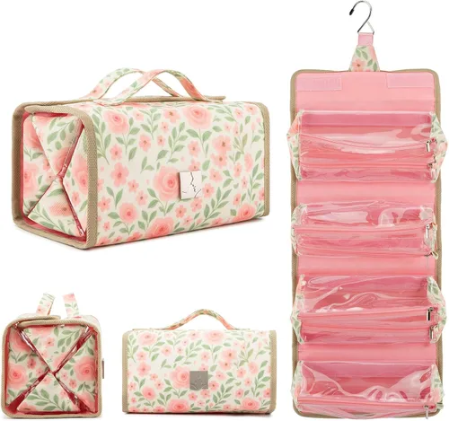 Miniatura 14 de ROYALFAIR Bolsa de maquillaje enrollable, bolsa de aseo de viaje para mujer con 4 bolsas transparentes aprobadas por la TSA, organizador de viaje