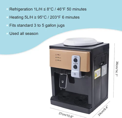 Miniatura 4 de Dispensador de enfriador de agua de carga superior – Dispensador eléctrico de escritorio caliente y frío, 3 ajustes de temperatura agua hirviendo