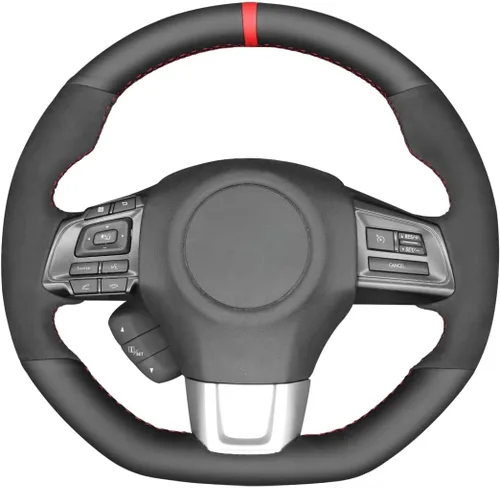 Miniatura 29 de MEWANT Funda de volante de automóvil transpirable cosida a mano para Subaru WRX 2015-2021 / WRX STI 2015-2021, accesorios para volante Subaru WRX