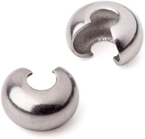 Miniatura 9 de 100 piezas Cubiertas de Nudo de Cuentas Engarzadas 5mm (0.2 pulgadas) Tapas de Extremo Chapadas en Oro Amarillo 18K Cobre Latón para Manualidades