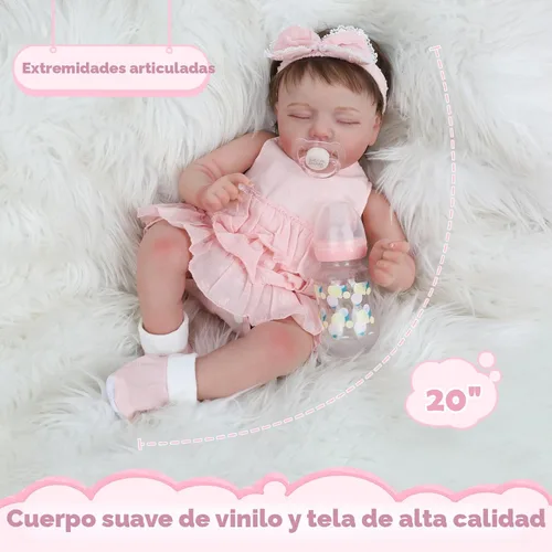 Miniatura 3 de Muñecas Reborn – Muñeca de bebé recién nacida realista de 20 pulgadas, cuerpo de tela hecha a mano, con peso suave, juego de regalo pintado avanzado