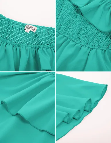 Miniatura 7 de Danna Belle Vestido de fiesta de verano para niñas, con un hombro, volantes, escalonado, ropa de regalo, tallas 5-14