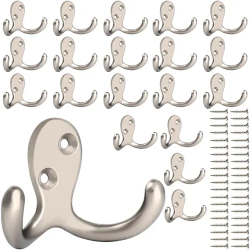 Miniatura 8 de IBosins 10 unidades de ganchos resistentes de doble punta para colgar en la pared con 20 tornillos, ganchos retro de doble punta para abrigo, 10