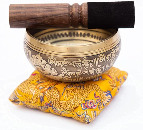 Miniatura 8 de Juego de cuencos tibetanos cantadores – Grado maestro de bronce con tono puro y arte Thangka – Hecho a mano en Nepal por Himalayan Bazaar