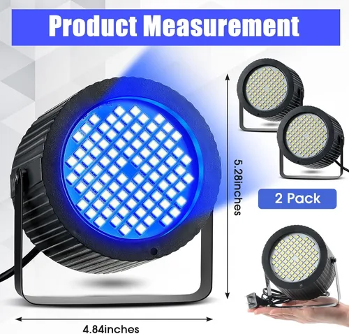 Miniatura 3 de Funtery 2 luces estroboscópicas brillantes de Halloween, 88 LED, iluminación intermitente para fiesta, sonido y modos de velocidad, luces