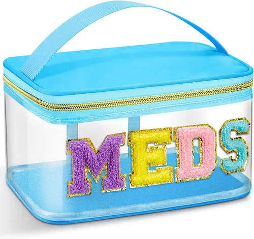 Miniatura 14 de Geetery Bolsa de Letras de Chenilla, Estuches de Viaje Meds Cheer Regalos para Porristas Bolsa de Cosméticos Maquillaje de Nylon Portátil Preppy