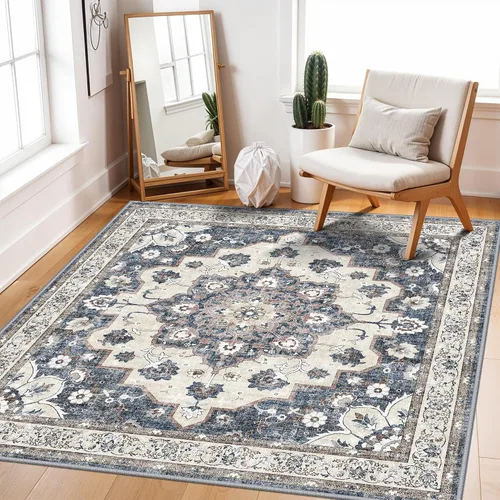 Miniatura 22 de Alfombra lavable de 2 x 3 pies para entrada: alfombras vintage con respaldo antideslizante para cocina, baño, alfombra resistente al agua