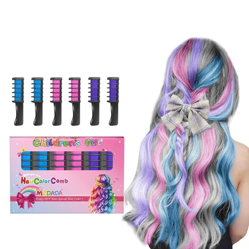 Miniatura 16 de MSDADA Nuevo peine de tiza para el cabello, tinte temporal para niñas y niños con cabello de color claro, tiza lavable para niñas de 4, 5, 6, 7, 8