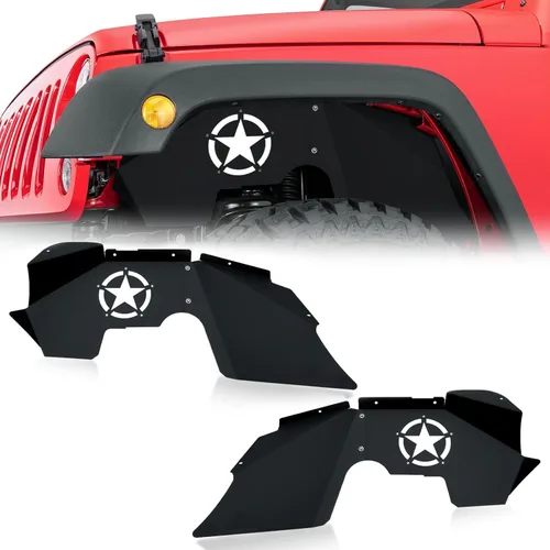 YZONA Forros de guardabarros internos delanteros compatibles con Jeep Wrangler JK y JKU Unlimited Sport Sahara Rubicon 2007-2018, estilo de pernos,