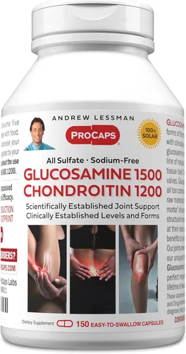 ANDREW LESSMAN Glucosamina 1500 condroitina 1200-150 cápsulas - Todo sulfato, forma libre de sodio, ingredientes y niveles establecidos por la