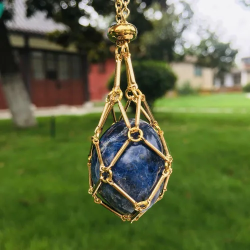 Miniatura 8 de Collar con soporte de piedra de cristal, collar de soporte de cristal hecho a mano, collar de jaula de cristal ajustable, collar de jaula de cristal