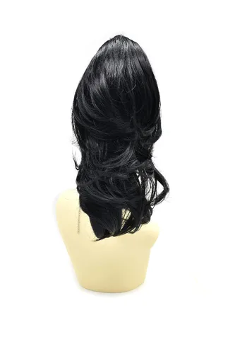 Miniatura 6 de Natural Mujeres Onduladas Chic Garra Pinza Pinza Cola de Caballo Coqueto Capa Extensión de Pelo 14" Rizado Fibra de Alta Temperatura Extensión de 1#