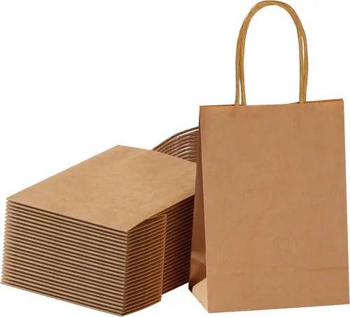 Miniatura 15 de SUNCOLOR 25 bolsas pequeñas de regalo negras con asas, mini bolsas de regalo de 6 pulgadas para recuerdos de fiesta, golosinas y recuerdos de boda