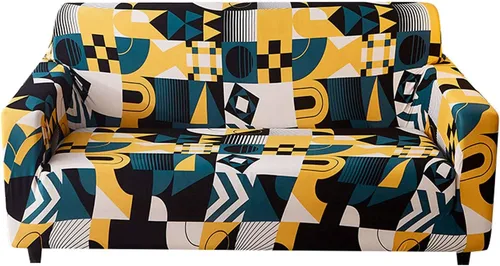 Miniatura 11 de MBROS Funda de sofá de alta elasticidad para sofá de 3 cojines, funda de sofá estampada de poliéster y elastano, protector de muebles para sala de G