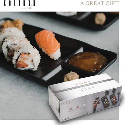 Miniatura 8 de Juego de servir de sushi, con 4 platos japoneses para servir sushi, 4 platos de salsa de soja, 4 pares de palillos y 4 soportes para palillos, juego