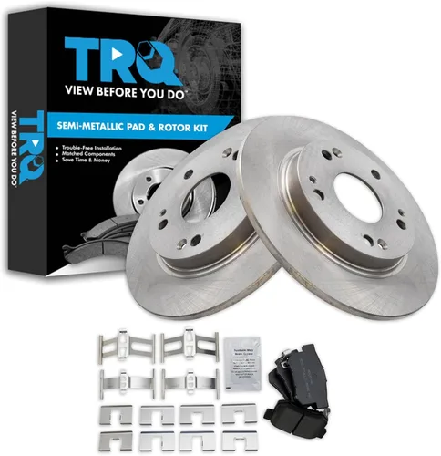 Miniatura 128 de TRQ Juego de pastillas de freno semimetálicas traseras y rotores compatibles con Chevrolet Trailblazer 02-06 Trailblazer EXT 04-06 SSR 02-07 GMC