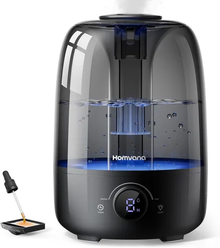 Homvana Humidificadores para difusores de dormitorio, humidificador de niebla fría de 3.5 L de llenado superior, difusor de tiempo de funcionamiento