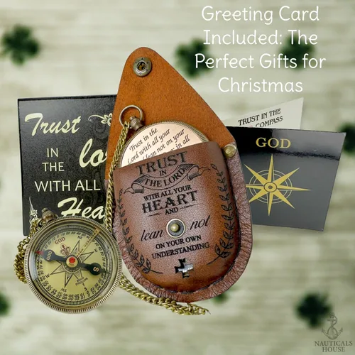 Miniatura 7 de God’s Compass – Christian Brass Compass Gift Set with Engraved Bible Verses Faith-Based Religious Gifts for Graduation, Baptism, Confirmation &