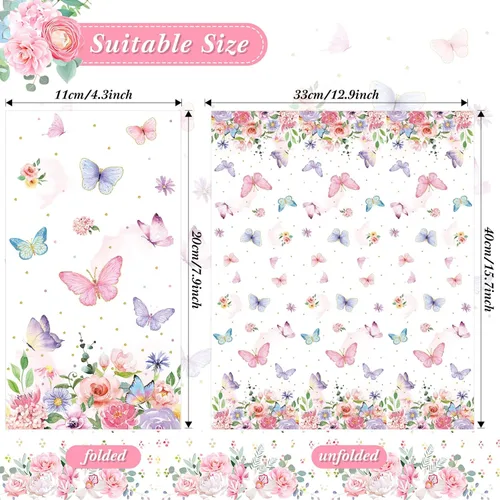 Miniatura 2 de 100 servilletas de mariposa rosa para fiestas, toallas de papel desechables coloridas para jardín, primavera, verano, flores y mariposas, toallas
