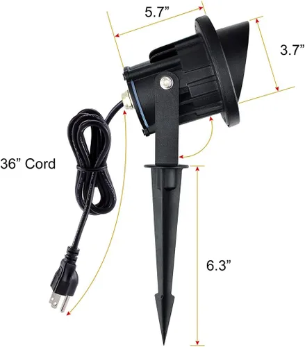 Miniatura 6 de GBS9809 Focos LED, voltaje de línea de 9 W 120 V, luz diurna de 5000 K, con estaca de tierra de metal, luz de bandera para exteriores, foco