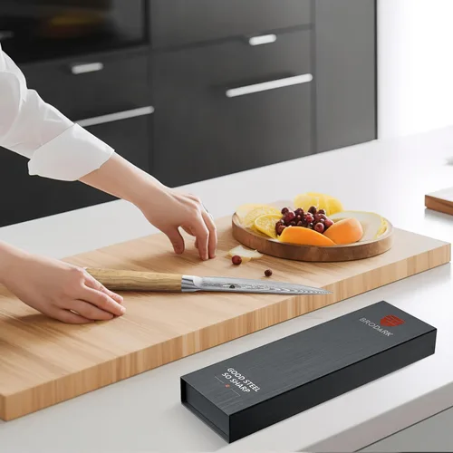 Miniatura 6 de Cuchillo de pelar de Damasco de 5.5 pulgadas: cuchillo profesional japonés con mango de madera de olivo, cuchillo para tallar frutas ultra afilado