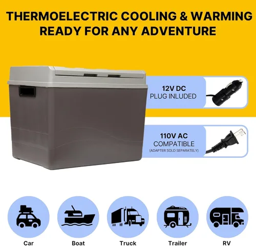 Miniatura 5 de Koolatron Enfriador/calentador eléctrico de 12 V, refrigerador termoeléctrico de automóvil de 38 L (40 qt), puerta reversible, conexión de 12