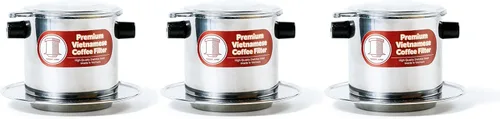 Miniatura 10 de Juego de filtros de café vietnamita También se le conoce como cafetera vietnamita o prensa extragrande, Acero inoxidable